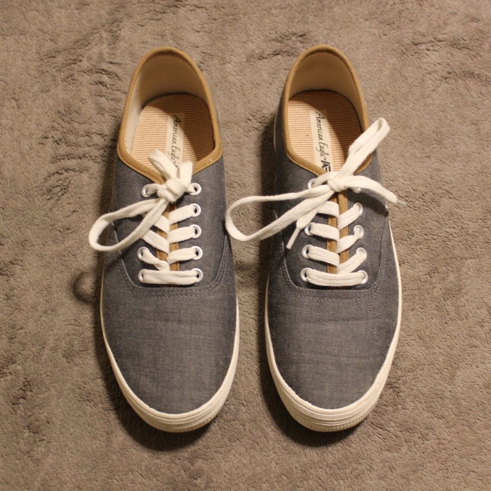 American Eagle Blue & White Plimsoll Sneakers 8.5